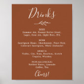 Mindestleaf | Terracotta Wedding Drinks Menu Poster (Vorne)