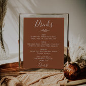 Mindestleaf | Terracotta Wedding Drinks Menu Poster
