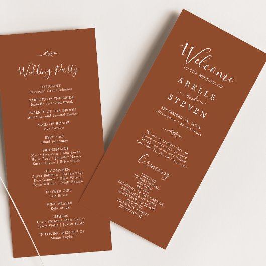 Mindestleaf | Terracotta Wedding Program Programm