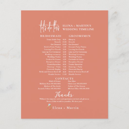 Mindestzeitrahmen für Hochzeitstag mit Skriptblush (Rückseite)