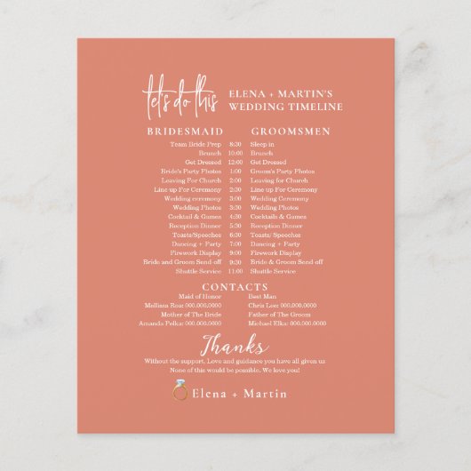 Mindestzeitrahmen für Hochzeitstag mit Skriptblush (Vorderseite)