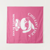 "Mindful Bunny" Ästhetisch Pink Tapestes Wandteppich (Vorderseite (Horizontal))