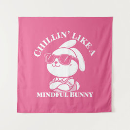 "Mindful Bunny" Ästhetisch Pink Tapestes Wandteppich
