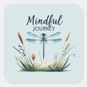Mindful Journey - Artistic Dragonfly Quadratischer Aufkleber