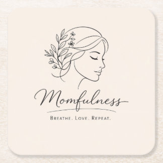 Mindful Mom Floral Line Art Rechteckiger Pappuntersetzer
