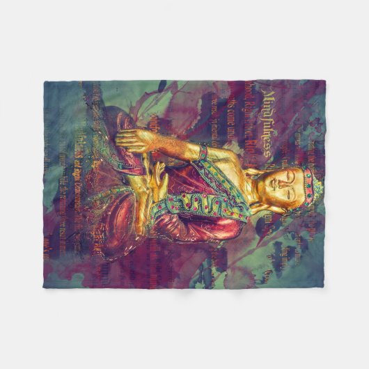 Mindfulness Buddha Fleecedecke (Vorderseite (Horizontal))