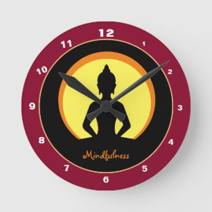 Mindfulness & Meditation Design Clock Buddha /monk Runde Wanduhr