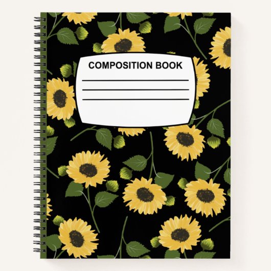 Mindfulness-Sonnenblumen-Komposition Spirale Notizblock (Vorderseite)