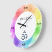 Mindfulness-Uhr mit Chakra u. OM-Hintergrund Große Wanduhr (Winkel)