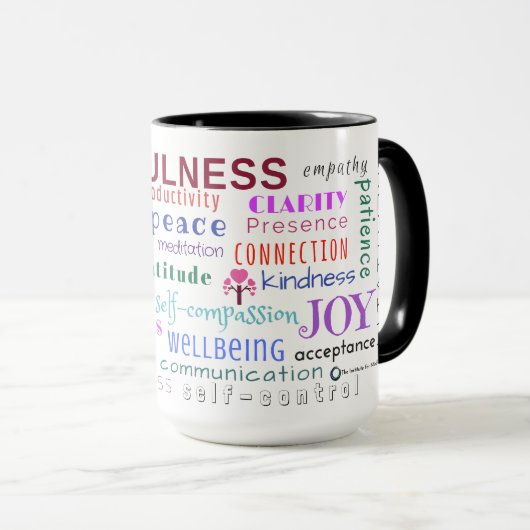 Mindfulness-Wort-Durcheinander-Tasse Tasse (VorderseiteRechts)