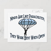 Minds Are Like Parachutes Postkarte (Vorne/Hinten)