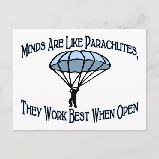Minds Are Like Parachutes Postkarte (Vorderseite)