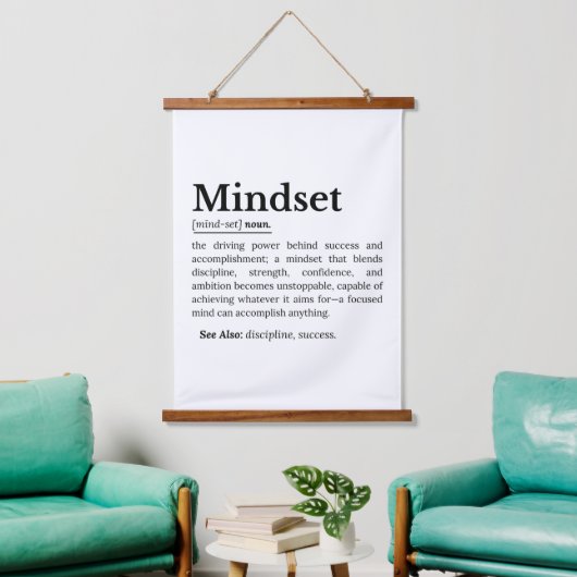 Mindset-Definition-Angebot Wandteppich Mit Holzrahmen (Wohnzimmer)