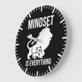 Mindset is Everything - Cat Lion Motivierend Große Wanduhr (Winkel)