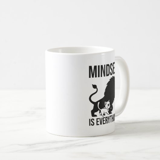 Mindset is Everything - Cat Lion Motivierend Kaffeetasse (VorderseiteRechts)