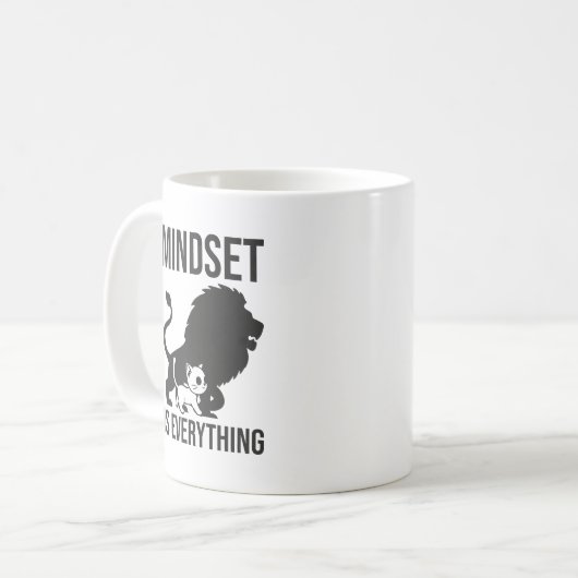 Mindset is Everything - Cat Lion Motivierend Kaffeetasse (Vorderseite Links)