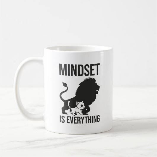 Mindset is Everything - Cat Lion Motivierend Kaffeetasse (Links)