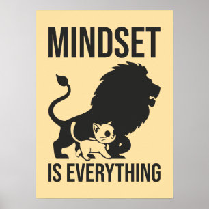 Mindset is Everything - Cat Lion Motivierend Poster