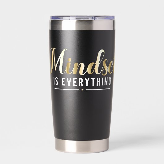 "Mindset is Everything" Gold Inspiration Zitat Thermobecher (Vorderseite)