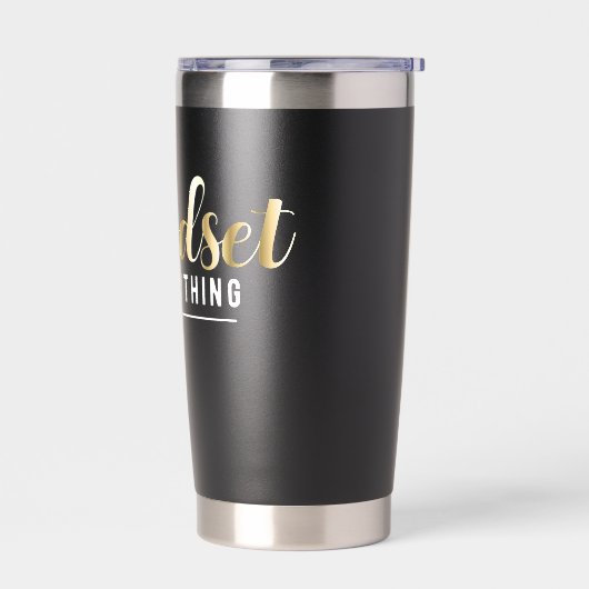 "Mindset is Everything" Gold Inspiration Zitat Thermobecher (Links)