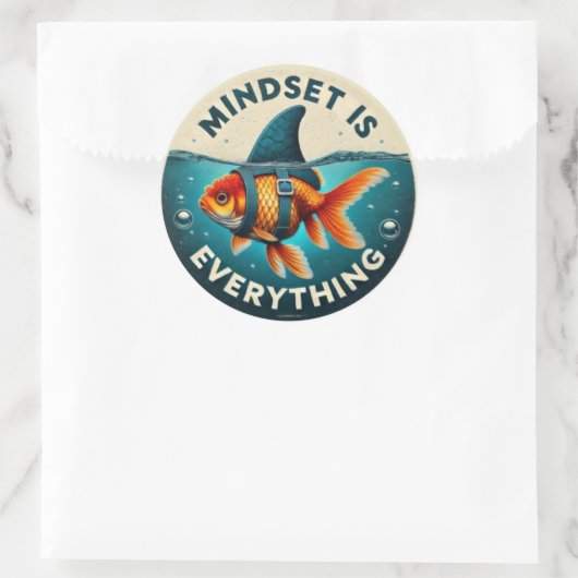 Mindset Is Everything Goldfish Motivational Quote Runder Aufkleber (Tasche)