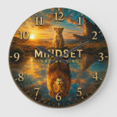 Mindset Is Everything Lion Große Wanduhr (Vorderseite)