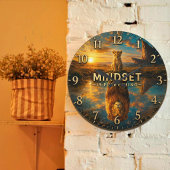 Mindset Is Everything Lion Große Wanduhr