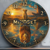 Mindset Is Everything Lion Große Wanduhr
