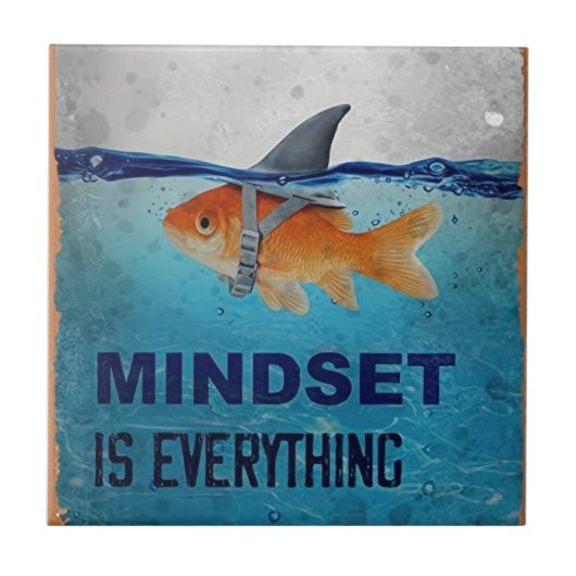 Mindset Is Everything Motivational Goldfish Fliese (Vorderseite)