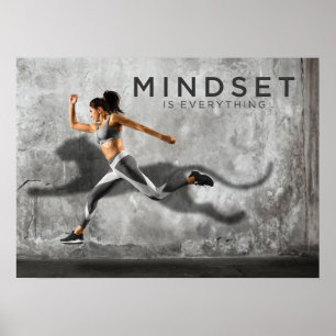 Mindset ist alles - Fitness Girl Running Poster