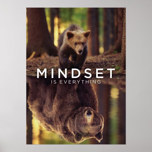 Mindset ist alles - Grizzlybär Motivierend Poster (Vorne)