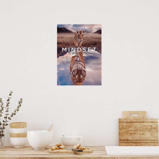 Mindset ist alles - Tiger Wasserreflektion Poster (Küche)