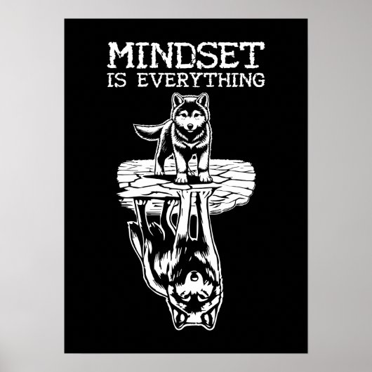 Mindset ist alles, Wolf - Fitness, Hustel, Erfolg Poster (Vorne)