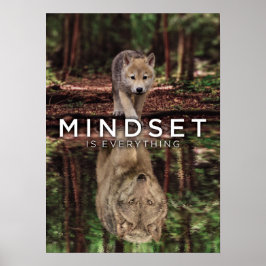 Mindset ist alles, Wolf und Pup Wasser reflektiere Poster