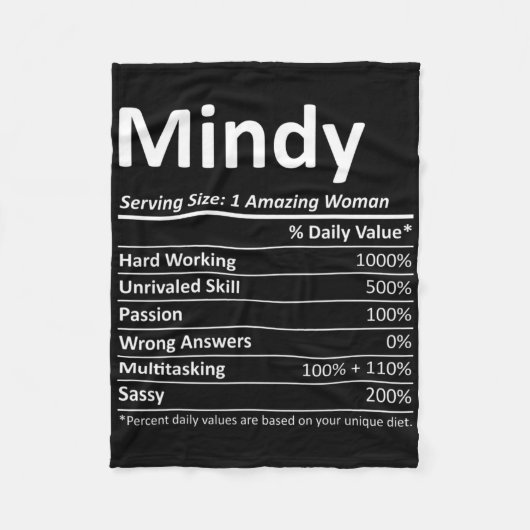 Mindy Nutrition Personalisiert Name Funny Christma Fleecedecke (Vorderseite)