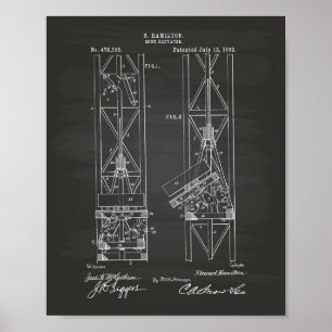 Mine Elevator 1892 Chalkboard für Patentkunst Poster