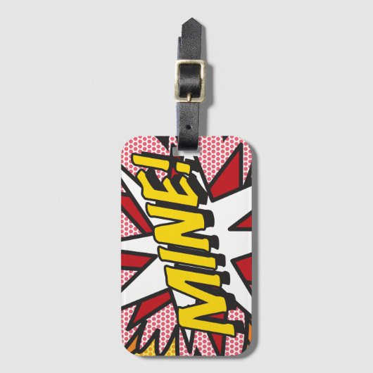 MINE Fun Retro Comic Pop Art Gepäckanhänger (Vorderseite Vertikal)