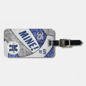 MINE! Mädchen blaugraue Volleyballgeschenke Gepäckanhänger (Vorderseite horizontal)