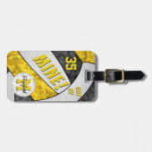 MINE! Mädchen Volleyball schwarze goldene Schulfar Gepäckanhänger (Vorderseite horizontal)