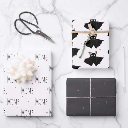 "Mine Mine Mine" Crazy Niedlich Bat Liebe Geschenkpapier Set (Vorderseite)