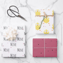 "Mine Mine Mine" Crazy Niedlich Chick Liebe Geschenkpapier Set