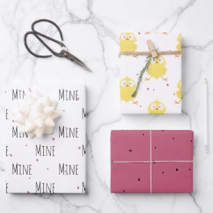 "Mine Mine Mine" Crazy Niedlich Chick Liebe Geschenkpapier Set