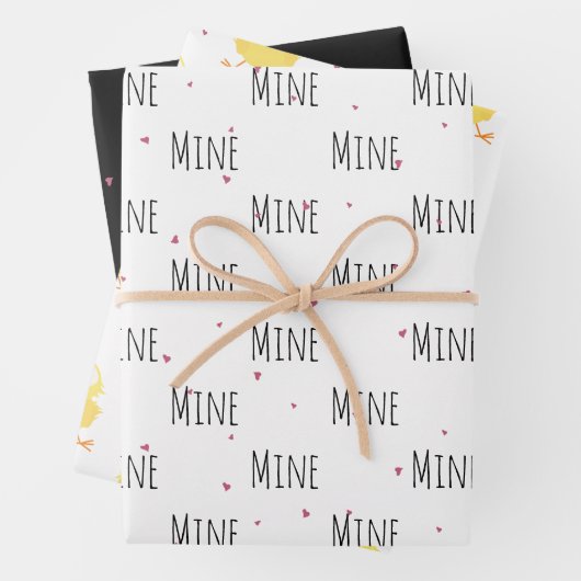"Mine Mine Mine" Crazy Niedlich Chick Liebe Geschenkpapier Set (Beispiel)