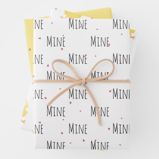 "Mine Mine Mine" Crazy Niedlich Chick Liebe Geschenkpapier Set (Beispiel)