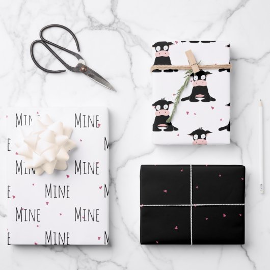 "Mine Mine Mine" Crazy Niedlich Cow Liebe Geschenkpapier Set (Vorderseite)