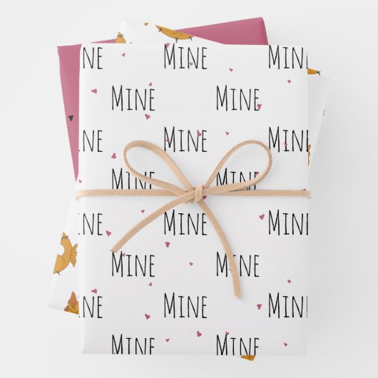"Mine Mine Mine" Crazy Niedlich Puffer Liebe Geschenkpapier Set (Beispiel)