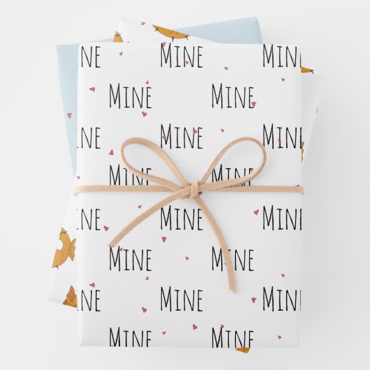 "Mine Mine Mine" Crazy Niedlich Puffer Liebe Geschenkpapier Set (Beispiel)