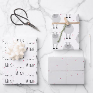 "Mine Mine Mine" Crazy Niedliche Sheep Liebe Geschenkpapier Set