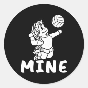 Mine Vball Beach Volleyball Unicorn Runder Aufkleber