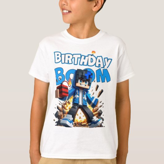 Minecraft Birthday Boom, Cooler Junge, TNT Dynamit T-Shirt (Vorderseite)